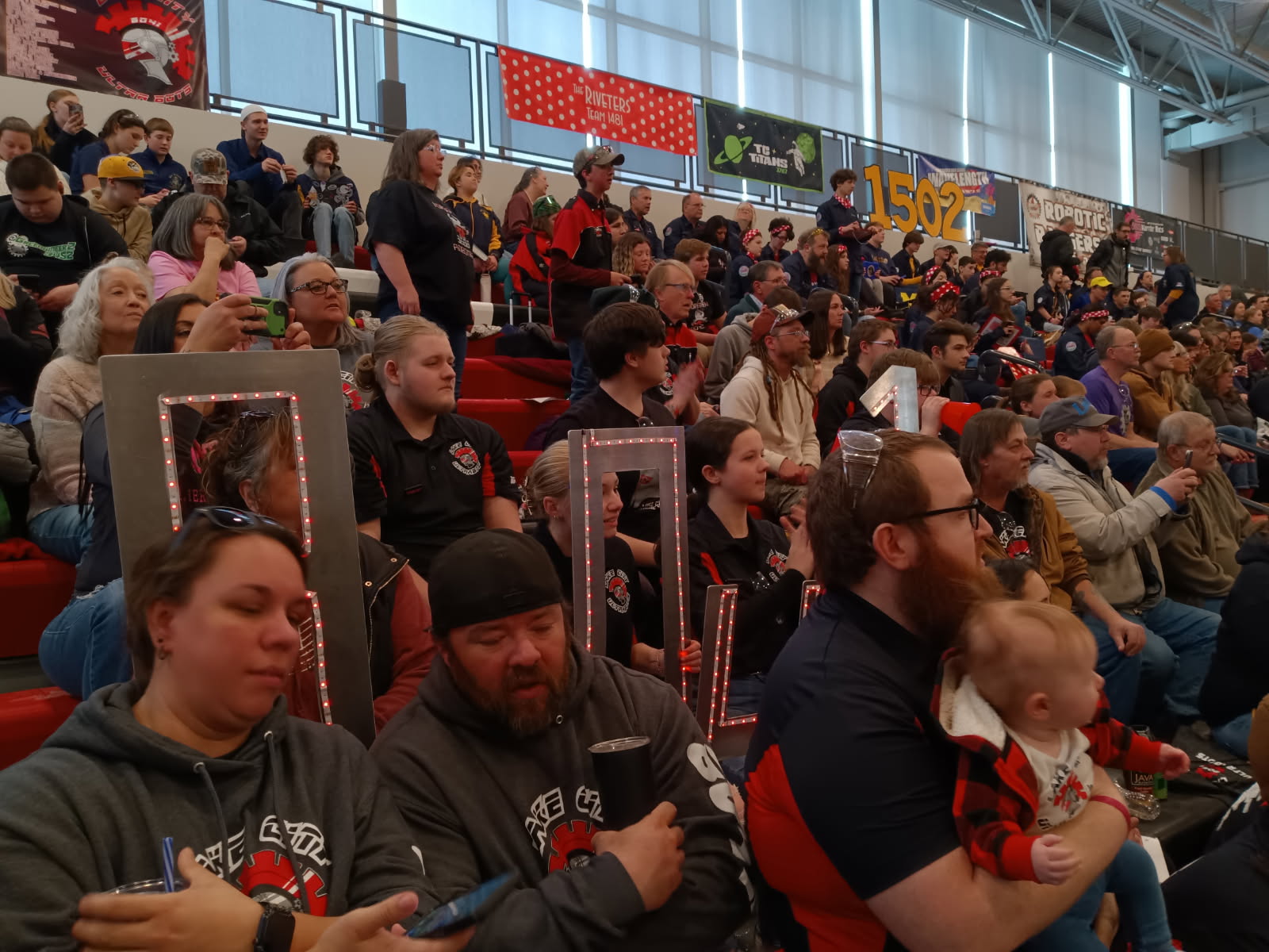 Team cheering at competition