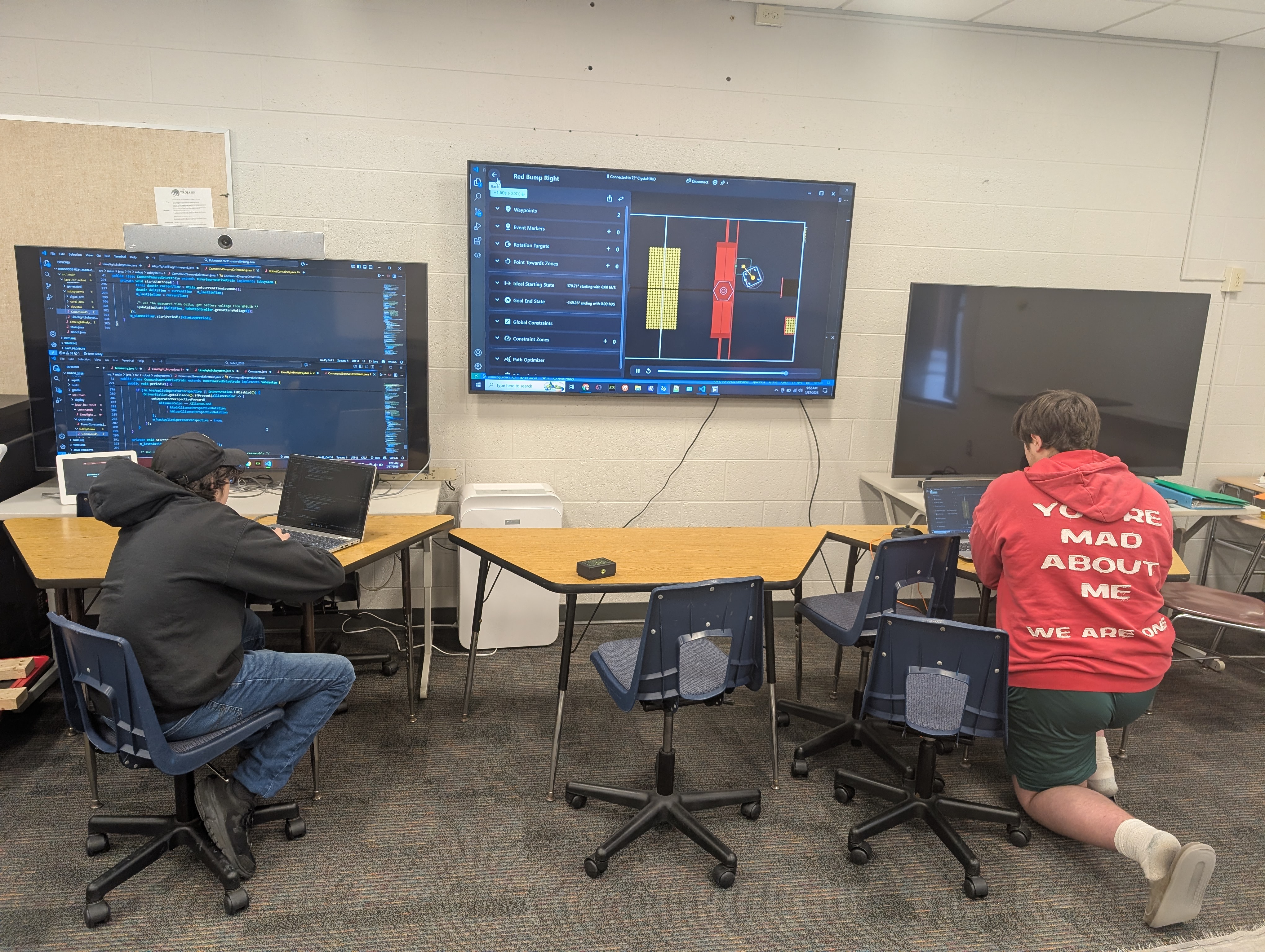 Ultrabots students programming the robot